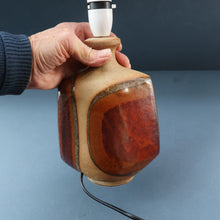 Load image into Gallery viewer, 1960s Medium TREMAEN Nanceddan Pottery Table Lamp. Original Hessian Shade &amp; Paper Label on Base
