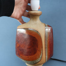 Load image into Gallery viewer, 1960s Medium TREMAEN Nanceddan Pottery Table Lamp. Original Hessian Shade &amp; Paper Label on Base
