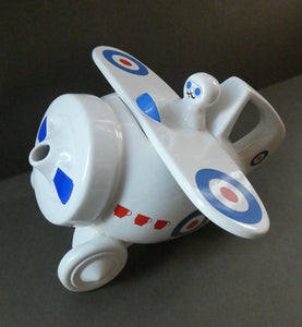 Vintage 1970s NOVELTY TEAPOT by Stuart Taylor for Westfield Pottery in the form of an Airplane