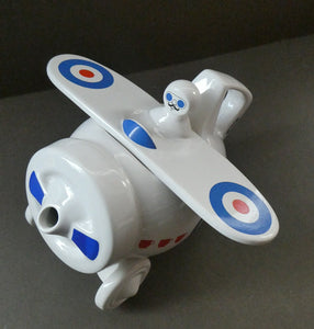Vintage 1970s NOVELTY TEAPOT by Stuart Taylor for Westfield Pottery in the form of an Airplane
