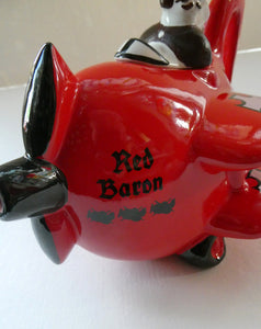 Vintage 1980s NOVELTY TEAPOT by Carltonware. The RED BARON in his Bi-plane