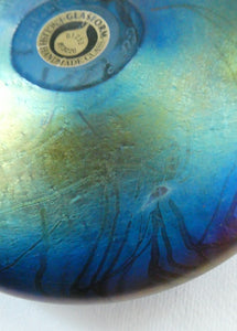 GLASFORM Paperweight by John Ditchfield. Iridescent Lily Pad with Silver Dragonfly Embellishment