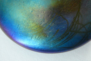 GLASFORM Paperweight by John Ditchfield. Iridescent Lily Pad with Silver Dragonfly Embellishment