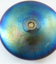 Load image into Gallery viewer, GLASFORM Paperweight by John Ditchfield. Iridescent Lily Pad with Silver Dragonfly Embellishment
