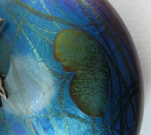 Load image into Gallery viewer, GLASFORM Paperweight by John Ditchfield. Iridescent Lily Pad with Silver Dragonfly Embellishment
