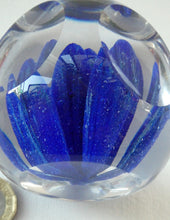 Load image into Gallery viewer,  Perthshire Glass Floral Paperweight (PP133A) with Blue Flower Heads and Facets
