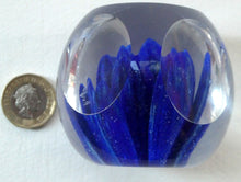 Load image into Gallery viewer,  Perthshire Glass Floral Paperweight (PP133A) with Blue Flower Heads and Facets
