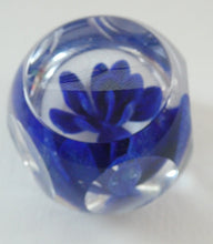 Load image into Gallery viewer,  Perthshire Glass Floral Paperweight (PP133A) with Blue Flower Heads and Facets
