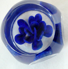 Load image into Gallery viewer,  Perthshire Glass Floral Paperweight (PP133A) with Blue Flower Heads and Facets
