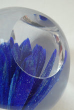 Load image into Gallery viewer,  Perthshire Glass Floral Paperweight (PP133A) with Blue Flower Heads and Facets
