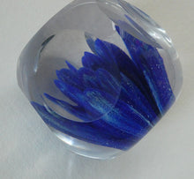 Load image into Gallery viewer,  Perthshire Glass Floral Paperweight (PP133A) with Blue Flower Heads and Facets
