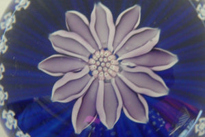 Scottish Paperweight by Peter McDougall Glass Studio. With Studio Cane on the Base with lilac lampwork flower 