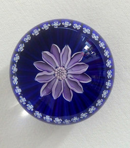 Scottish Paperweight by Peter McDougall Glass Studio. With Studio Cane on the Base with lilac lampwork flower 