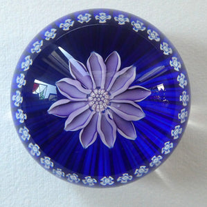 Scottish Paperweight by Peter McDougall Glass Studio. With Studio Cane on the Base with lilac lampwork flower 