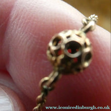 Load image into Gallery viewer, 14 CARAT GOLD. Long Fancy Guard or MUFF CHAIN with Gold Ball Inclusions. Weight 11 grams - Gold Chain
