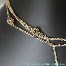 Load image into Gallery viewer, Long Fancy Guard or Muff Chain with Gold Ball Inclusions. 14 Carat Gold. Weight 11 grams
