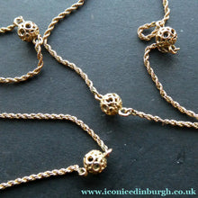 Load image into Gallery viewer, 14 CARAT GOLD. Long Fancy Guard or MUFF CHAIN with Gold Ball Inclusions. Weight 11 grams - Gold Chain
