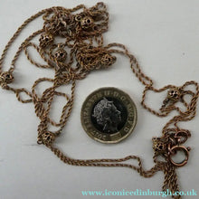 Load image into Gallery viewer, Long Fancy Guard or Muff Chain with Gold Ball Inclusions. 14 Carat Gold. Weight 11 grams
