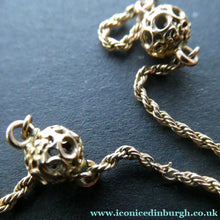 Load image into Gallery viewer, 14 CARAT GOLD. Long Fancy Guard or MUFF CHAIN with Gold Ball Inclusions. Weight 11 grams - Gold Chain
