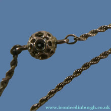 Load image into Gallery viewer, Long Fancy Guard or Muff Chain with Gold Ball Inclusions. 14 Carat Gold. Weight 11 grams
