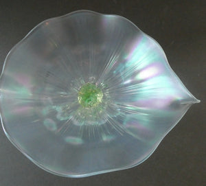 Antique ART NOUVEAU John Walsh Walsh Uranium Glass Water Lily Comport 