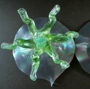 Antique ART NOUVEAU John Walsh Walsh Uranium Glass Water Lily Comport