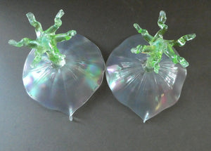 COMPLETE Beautiful Antique ART NOUVEAU John Walsh Walsh Uranium Glass Water Lily Comport (B)