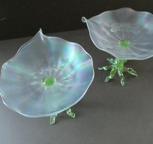 Antique ART NOUVEAU John Walsh Walsh Uranium Glass Water Lily Comport 