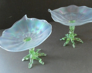 Antique ART NOUVEAU John Walsh Walsh Uranium Glass Water Lily Comport 