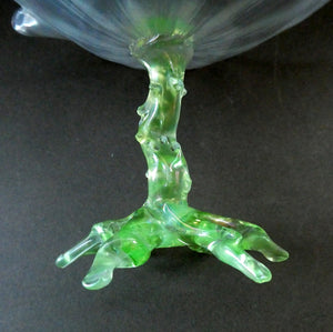 Antique ART NOUVEAU John Walsh Walsh Uranium Glass Water Lily Comport