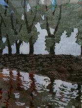 Load image into Gallery viewer, 1920s German Woodcut. Poplar Trees on a Riverbank by L.E.M. GERHARDT. Signed in Pencil
