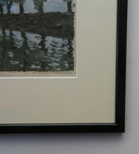 Load image into Gallery viewer, 1920s German Woodcut. Poplar Trees on a Riverbank by L.E.M. GERHARDT. Signed in Pencil
