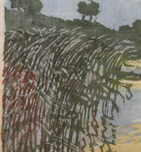 Load image into Gallery viewer, 1920s German Woodcut. Poplar Trees on a Riverbank by L.E.M. GERHARDT. Signed in Pencil
