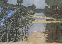 Load image into Gallery viewer, 1920s German Woodcut. Poplar Trees on a Riverbank by L.E.M. GERHARDT. Signed in Pencil
