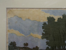 Load image into Gallery viewer, 1920s German Woodcut. Poplar Trees on a Riverbank by L.E.M. GERHARDT. Signed in Pencil
