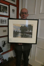 Load image into Gallery viewer, 1920s German Woodcut. Poplar Trees on a Riverbank by L.E.M. GERHARDT. Signed in Pencil
