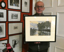 Load image into Gallery viewer, 1920s German Woodcut. Poplar Trees on a Riverbank by L.E.M. GERHARDT. Signed in Pencil
