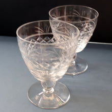 Load image into Gallery viewer, A/ Pair of STUART CRYSTAL IMPERIAL Pattern Large Wine Glasses or Water Goblets. Height: 4 3/4 inches
