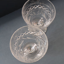 Load image into Gallery viewer, A/ Pair of STUART CRYSTAL IMPERIAL Pattern Large Wine Glasses or Water Goblets. Height: 4 3/4 inches
