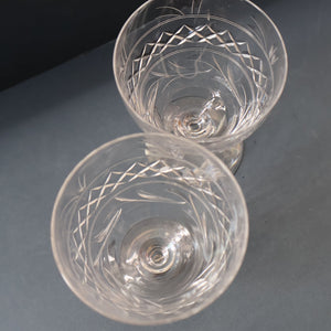 A/ Pair of STUART CRYSTAL IMPERIAL Pattern Large Wine Glasses or Water Goblets. Height: 4 3/4 inches