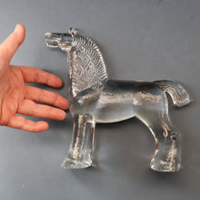 Load image into Gallery viewer, A/ 1970s KOSTA BODA Large Glass horse Designed by Bertil Vallien. 8 1/4 inches
