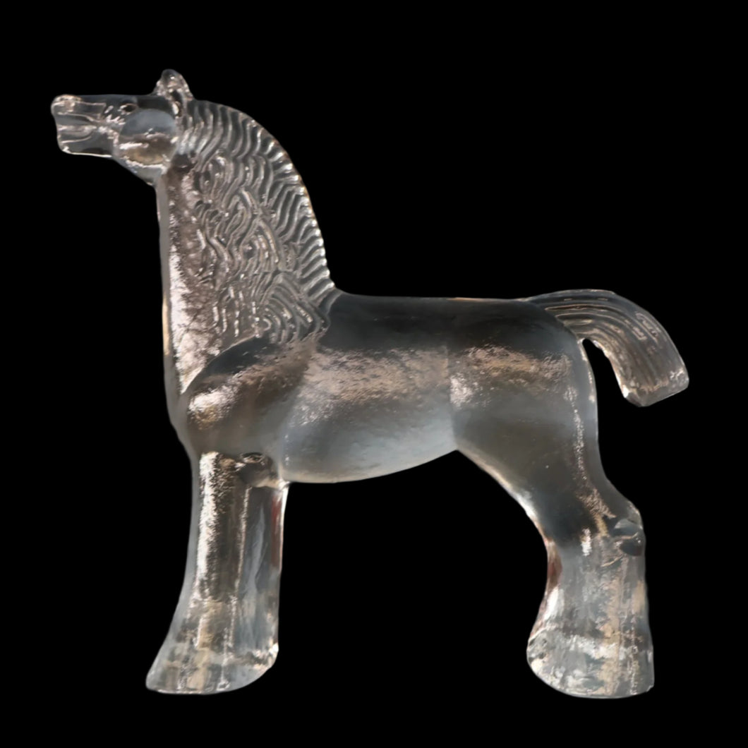 A/ 1970s KOSTA BODA Large Glass horse Designed by Bertil Vallien. 8 1/4 inches