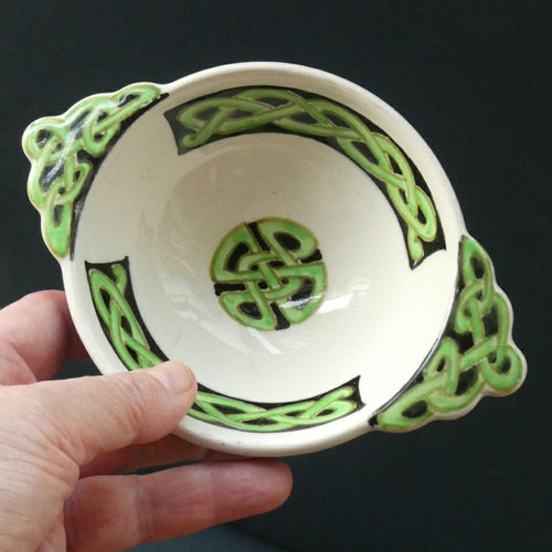 Bough Pottery Ceramic Quaich. RARE Scottish Celtic Knotwork Decoration