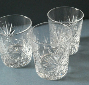 Vintage Edinburgh Crystal Small WHISKY Tumblers. STAR OF EDINBURGH Pattern. Set of Six; 3 inches