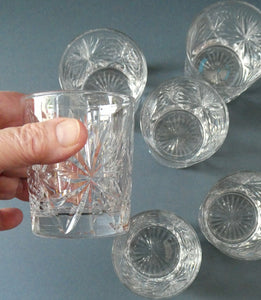 Vintage Edinburgh Crystal Small WHISKY Tumblers. STAR OF EDINBURGH Pattern. Set of Six; 3 inches