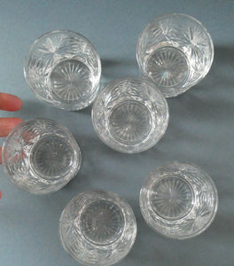 Vintage Edinburgh Crystal Small WHISKY Tumblers. STAR OF EDINBURGH Pattern. Set of Six; 3 inches