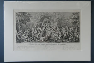 Original Antique FRENCH Etching by Claude Gillot (1673 - 1722). The Feast of the Pan