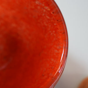 SCOTTISH GLASS. Vintage 1960s SMALL Orange Strathearn Bulbous Shape Vase with Leaping Salmon Mark
