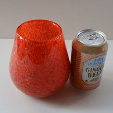Load image into Gallery viewer, SCOTTISH GLASS. Vintage 1960s SMALL Orange Strathearn Bulbous Shape Vase with Leaping Salmon Mark
