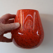Load image into Gallery viewer, SCOTTISH GLASS. Vintage 1960s SMALL Orange Strathearn Bulbous Shape Vase with Leaping Salmon Mark
